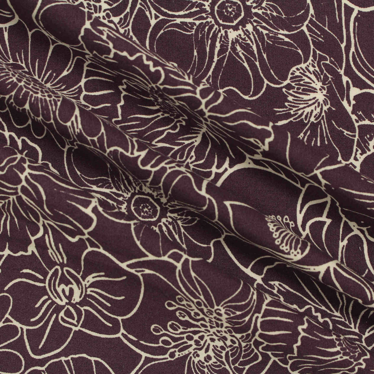 Cream Floral Poplin, Cotton