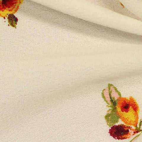 Orange Floral Crepe, Viscose, 125 gsm