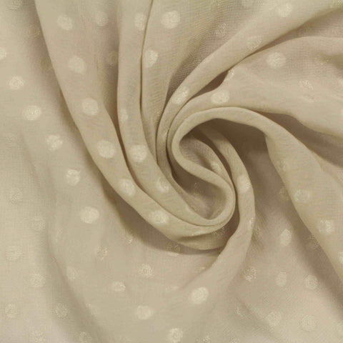 Cream Dots Chiffon, Polyester, 85 gsm