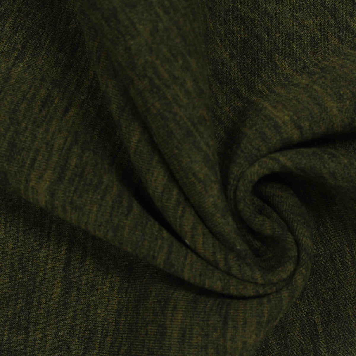 Dark Green Marl Scuba Knit, Cotton-Poly, 260 gsm