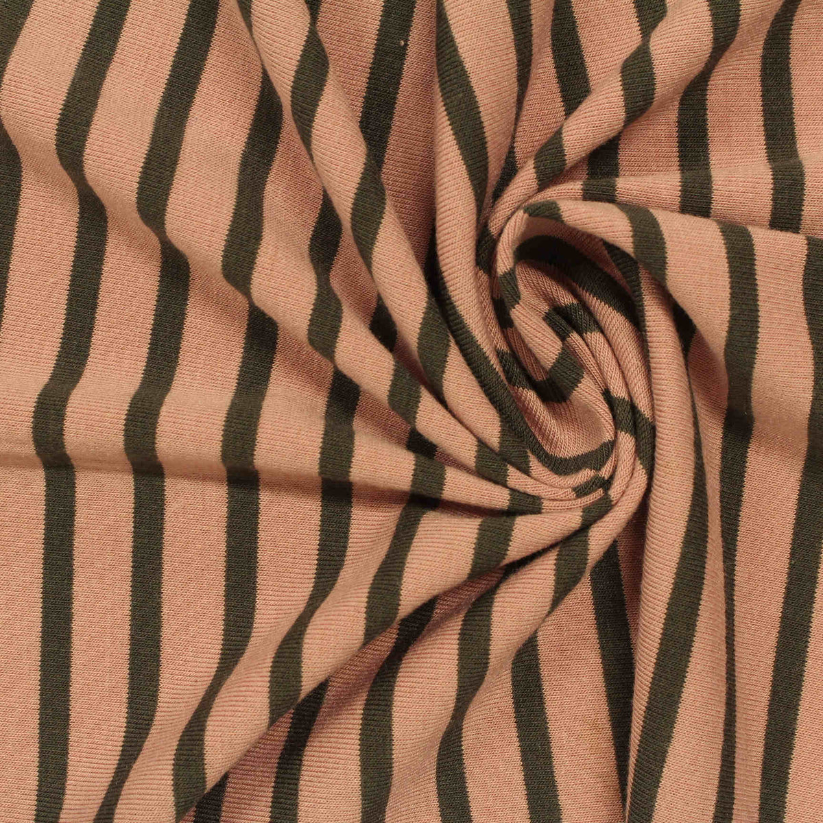 Olive Vertical-Stripe Jersey Knit, Poly-Viscose