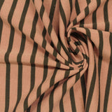 Olive Vertical-Stripe Jersey Knit, Poly-Viscose