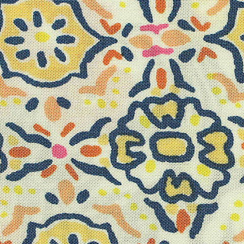 Navy Geometric-Floral Woven, Viscose