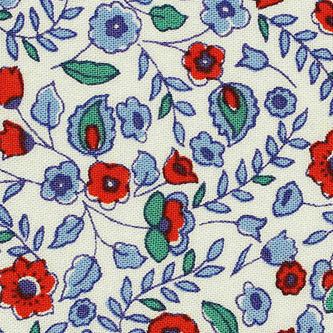 Red Flowers Woven, Viscose, 125 gsm, 137 cm