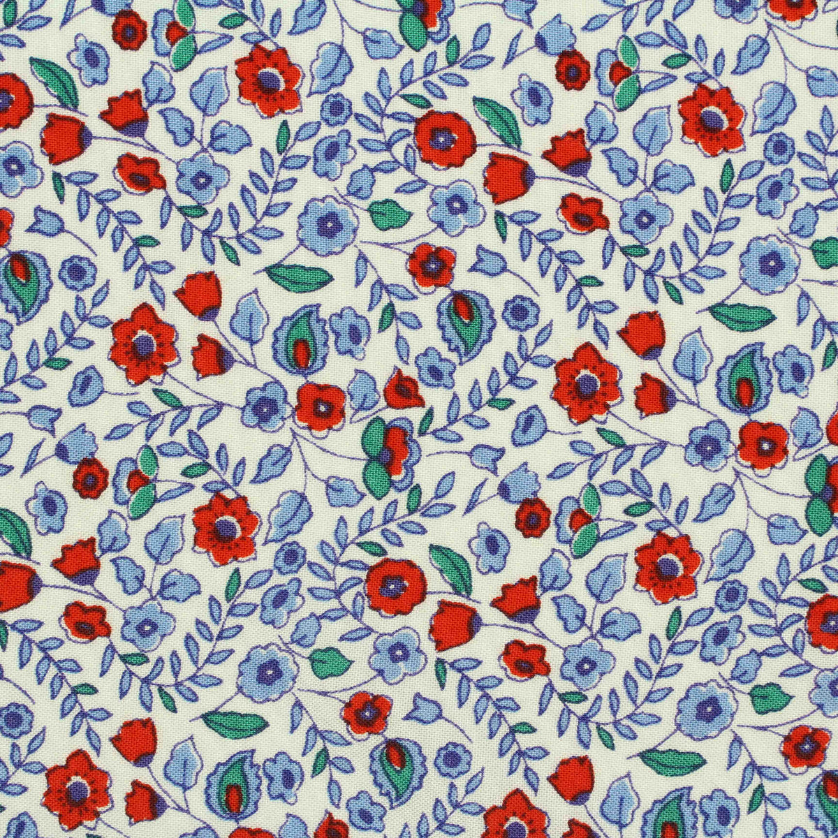 Red Flowers Woven, Viscose, 125 gsm, 137 cm