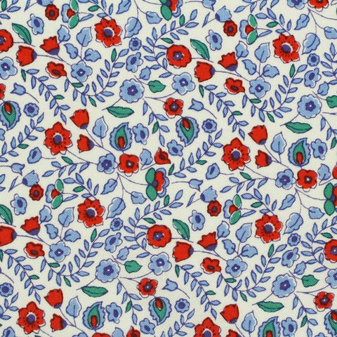 Red Flowers Woven, Viscose, 125 gsm, 137 cm