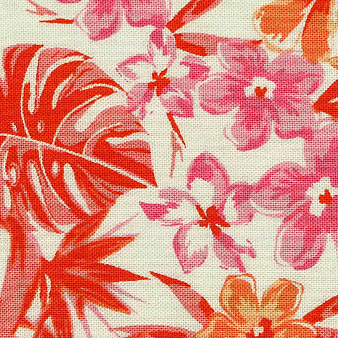 Pink Tropical-Flower Woven, Viscose