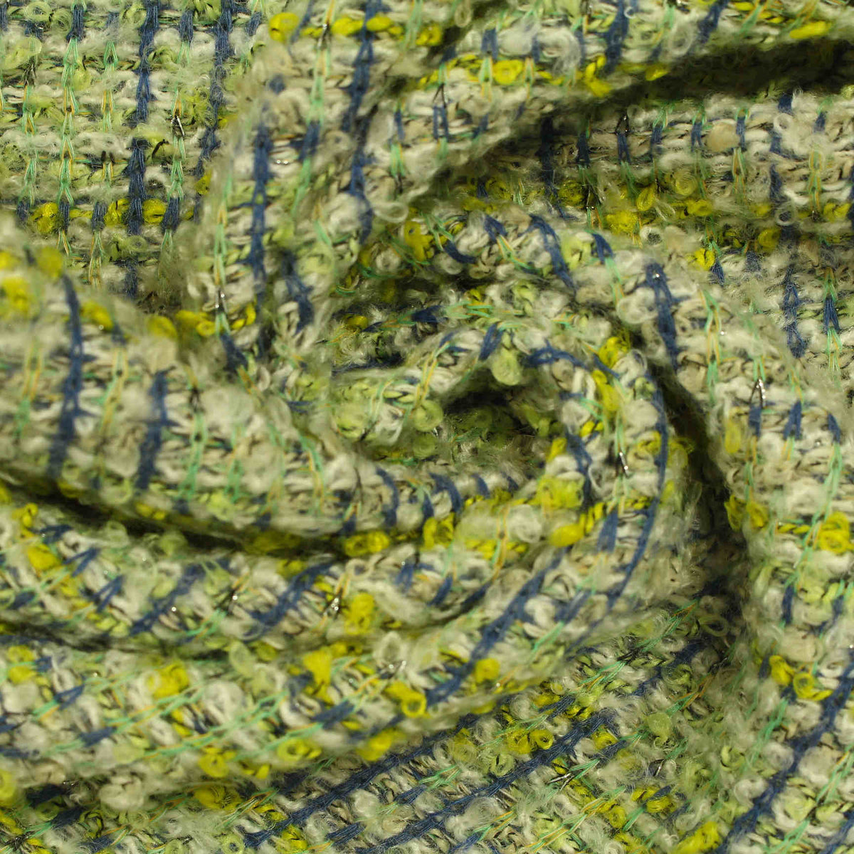 Blue Check Chunky Knit, Poly-Acrylic
