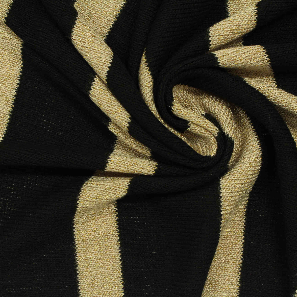 Black Vertical-Stripe Jersey Knit, Viscose, 155 gsm
