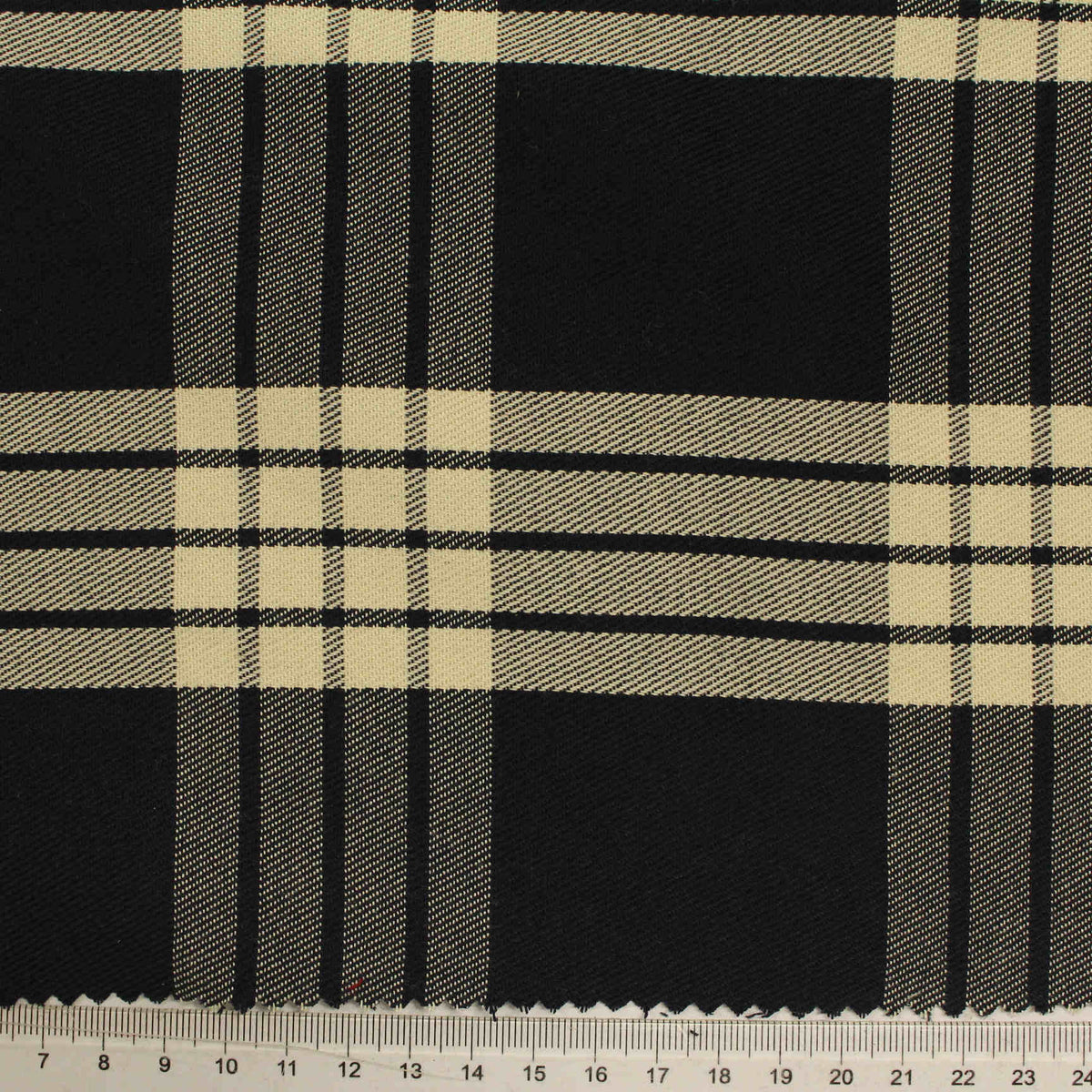 Black Plaid Woven, Poly-Cotton, 195 gsm, 147 cm, ref EF-206145