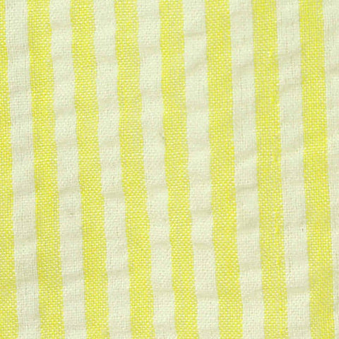 Yellow Vertical-Stripe Seersucker, Poly-Cotton