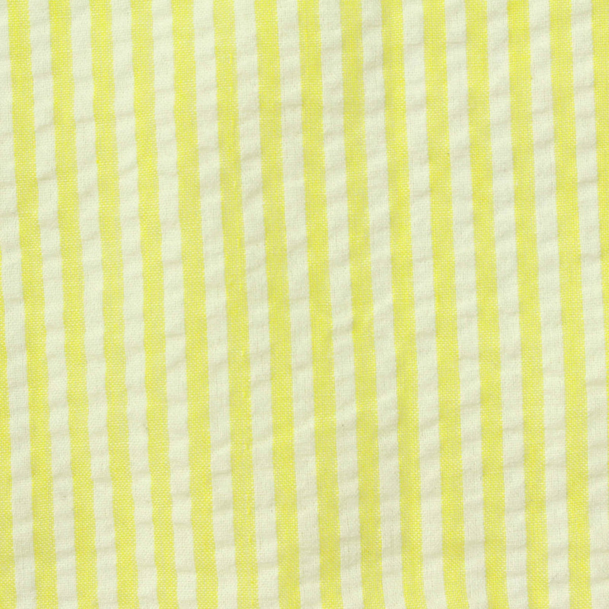 Yellow Vertical-Stripe Seersucker, Poly-Cotton