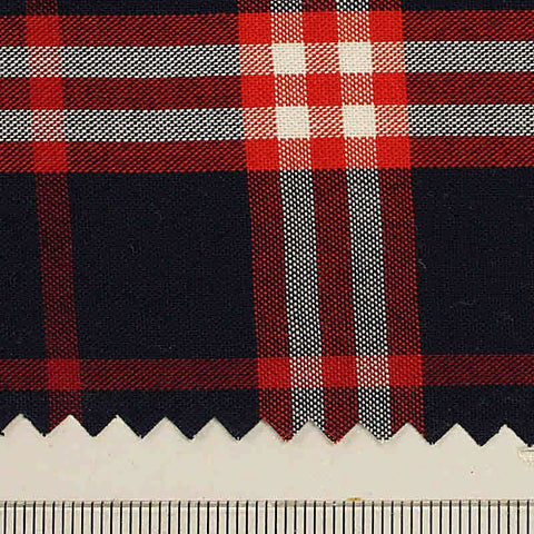 Dark Blue Bold-Plaid Woven, Viscose