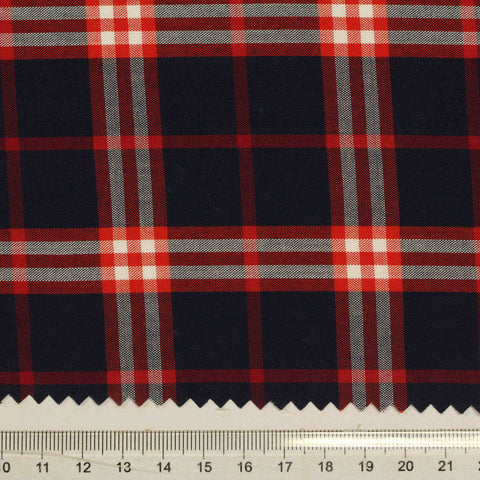 Dark Blue Bold-Plaid Woven, Viscose