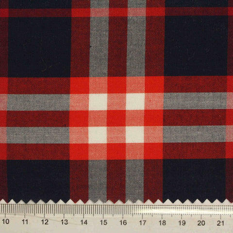 Navy Plaid Woven, Viscose