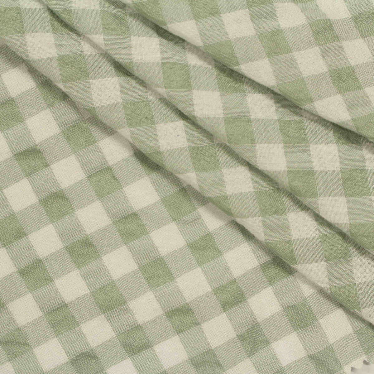 Light Green Check Seersucker, Cotton-Poly