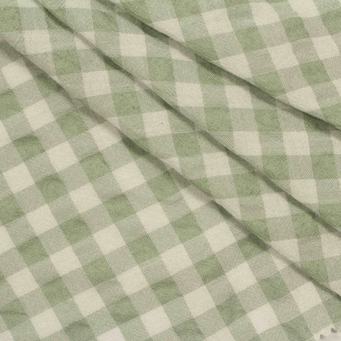Light Green Check Seersucker, Cotton-Poly