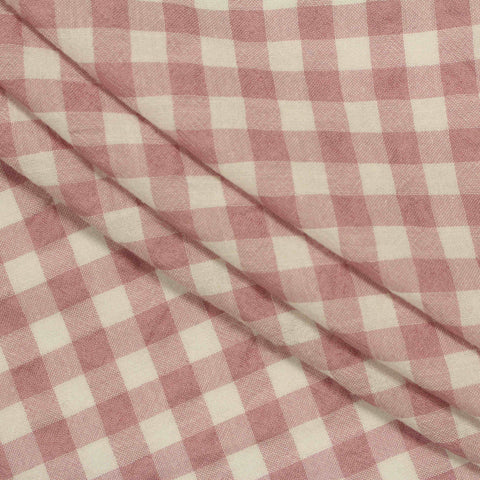 Pink Check Seersucker, Cotton-Poly