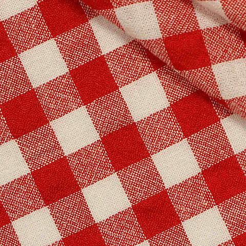 Red Check Seersucker, Cotton-Poly