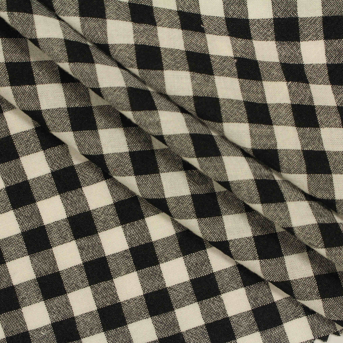 Black Check Seersucker, Cotton-Poly