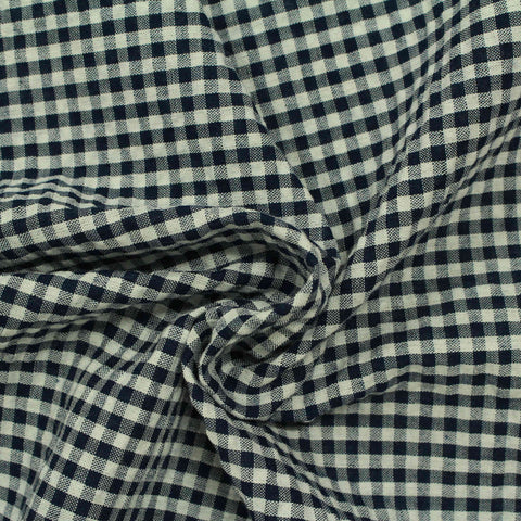Polyester Cotton Seersucker Fabric, 120 gsm, 145 cm — Navy, ref EF-206420