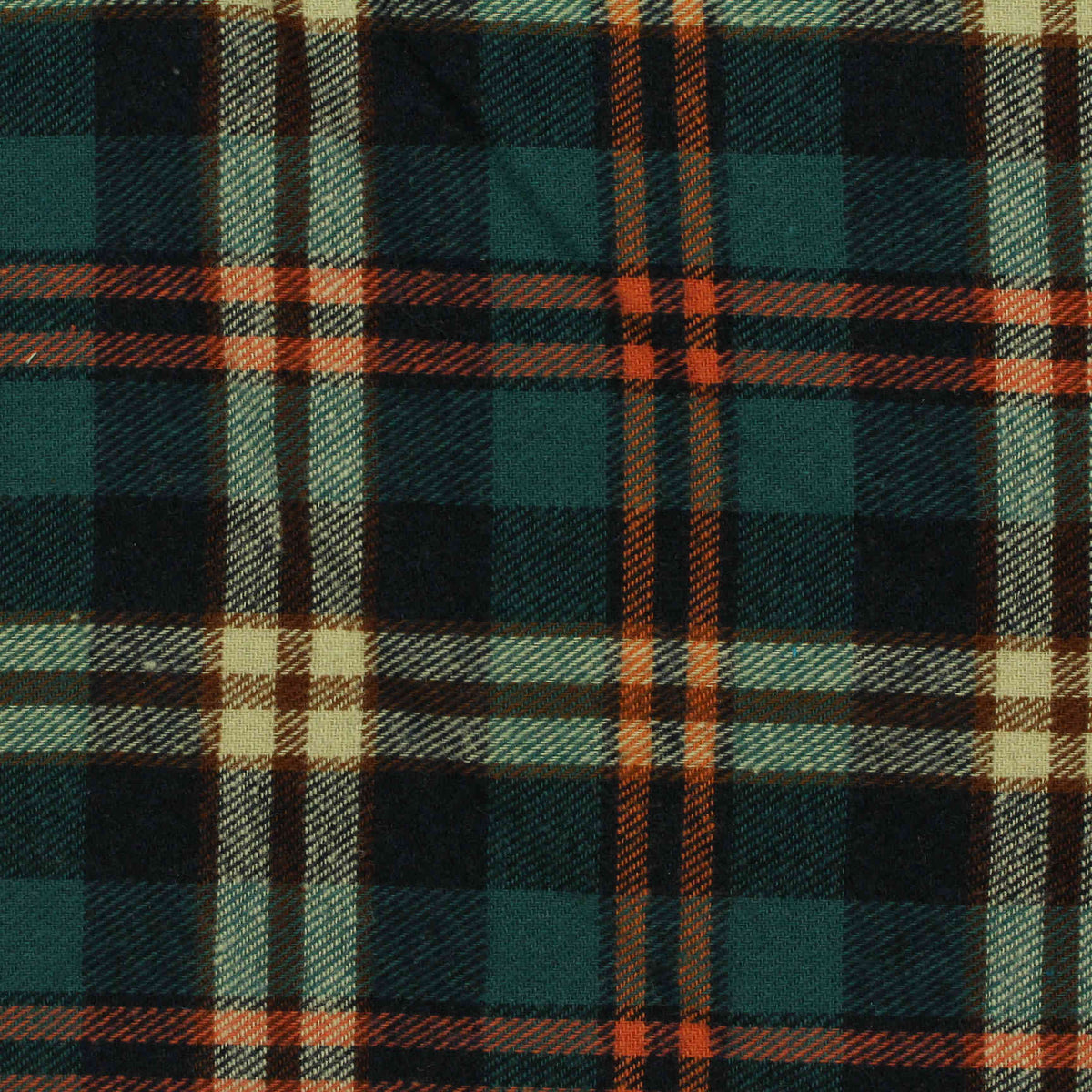 Dark Teal Plaid Twill, Cotton