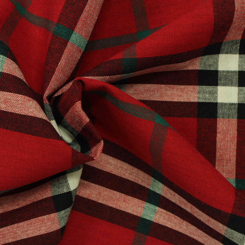 Red Plaid Woven, Cotton, 125 gsm, 145 cm, ref EF-206455