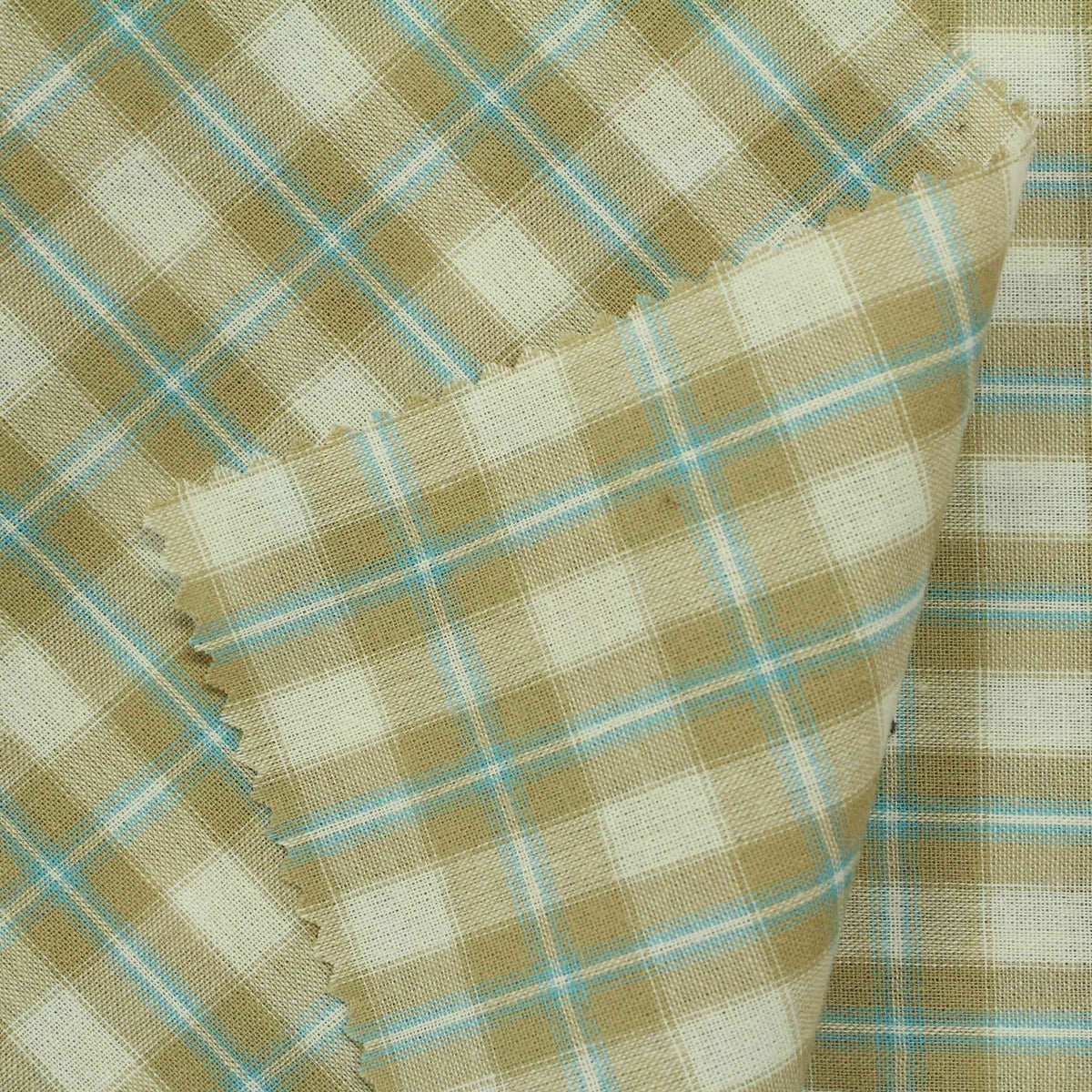 Beige Plaid Woven, Cotton