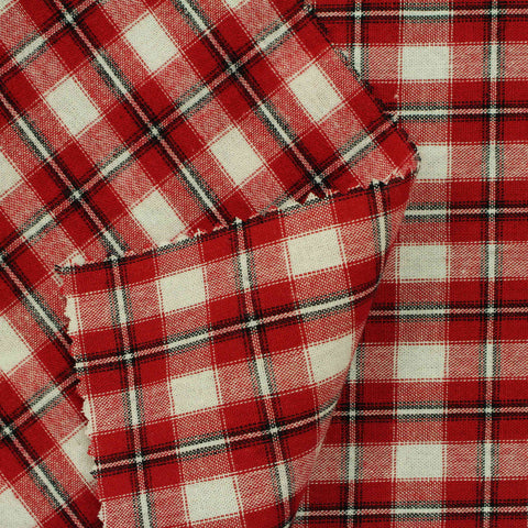 Red Plaid Woven, Cotton, 135 gsm