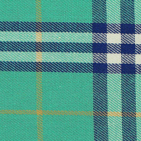 Teal Plaid Twill, Cotton