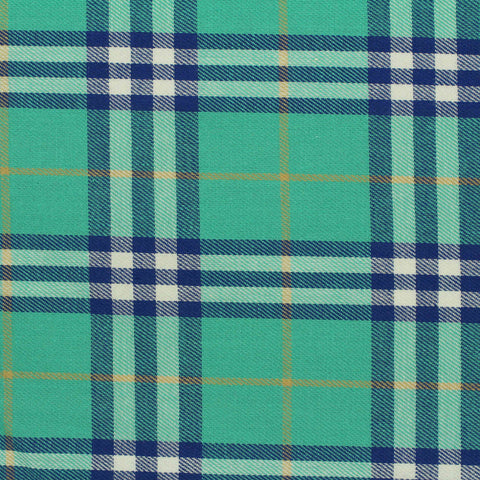 Teal Plaid Twill, Cotton