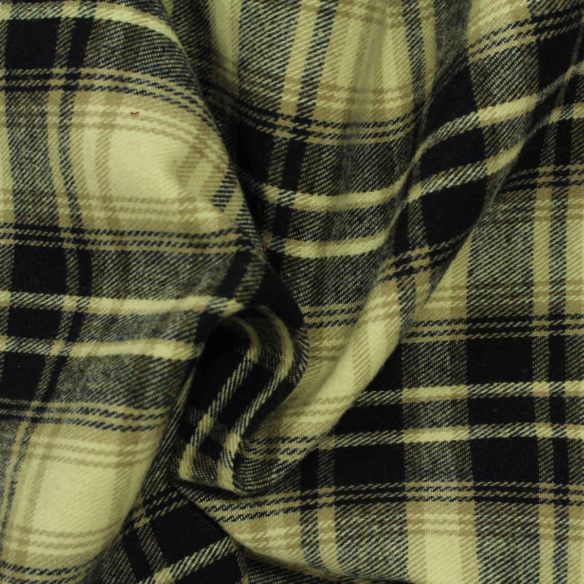 Black Plaid Twill, Cotton, 145 cm, ref EF-206504
