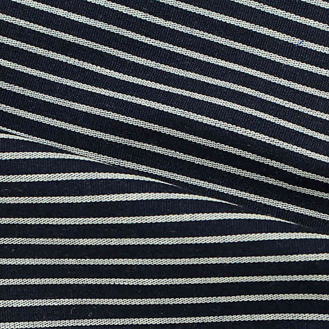 Navy Horizontal-Stripe Poplin, Cotton, 107 gsm