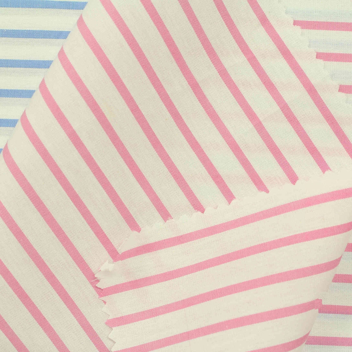 Pink Diagonal-Stripe Poplin, Cotton