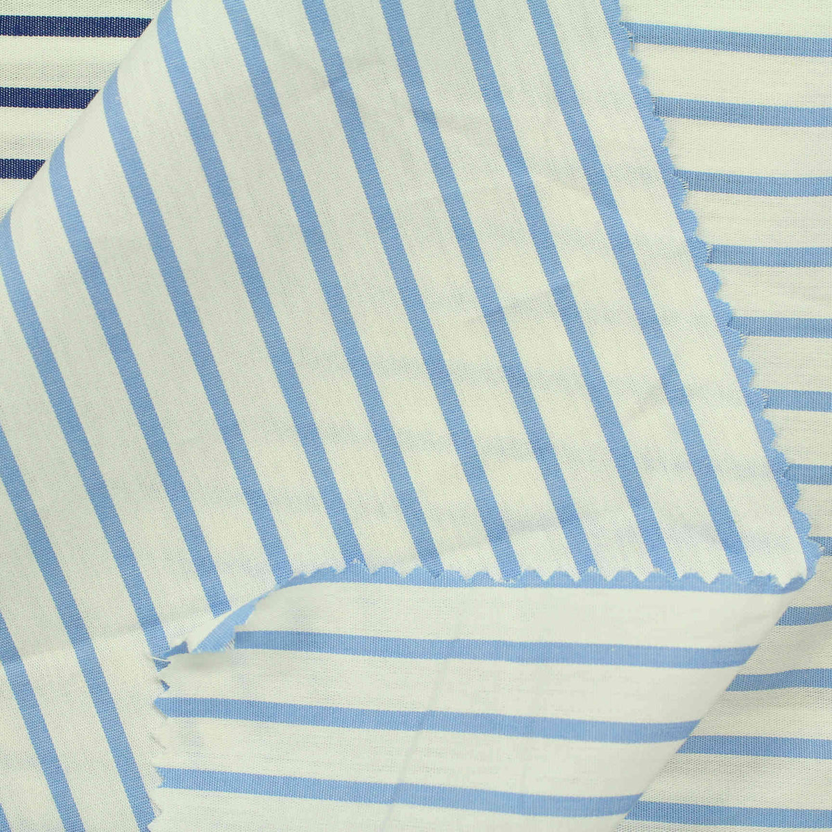 Blue Vertical-Stripe Poplin, Cotton