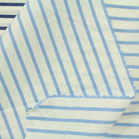 Blue Vertical-Stripe Poplin, Cotton