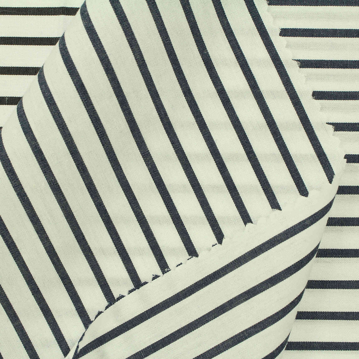 Navy Vertical-Stripe Poplin, Cotton