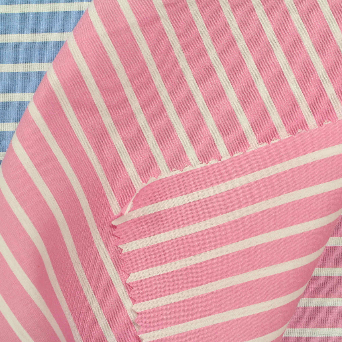 Pink Vertical-Stripe Poplin, Cotton