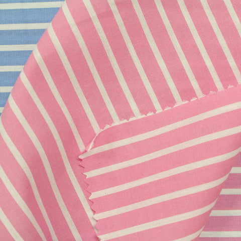 Pink Vertical-Stripe Poplin, Cotton