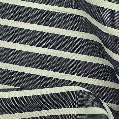 Navy Horizontal-Stripe Poplin, Cotton