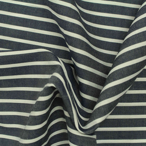 Navy Horizontal-Stripe Poplin, Cotton