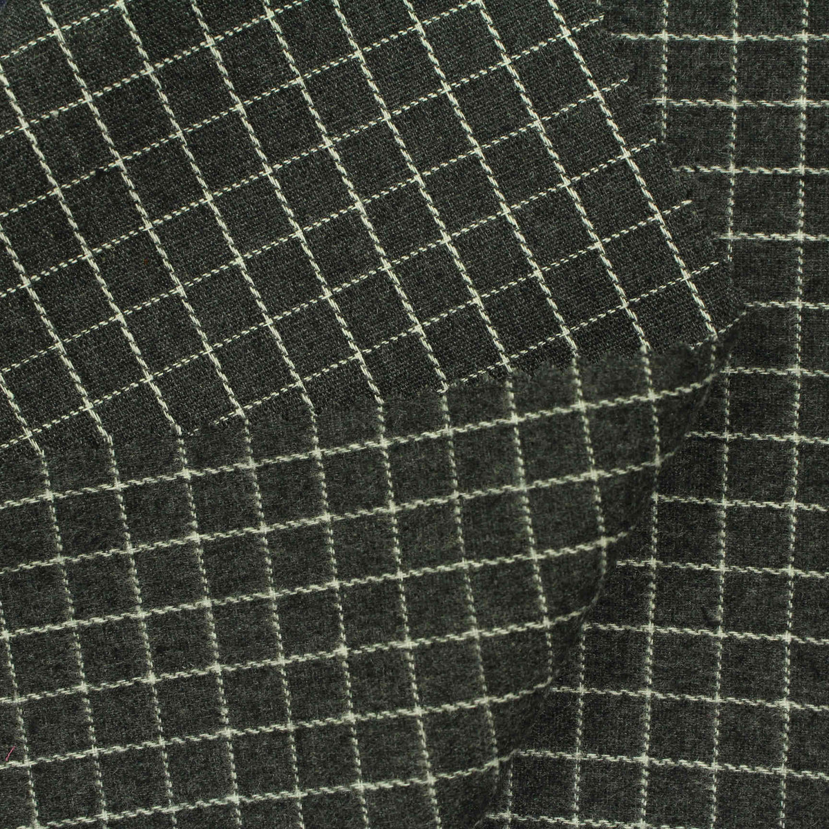 Dark Grey Check Woven, Cotton-Poly