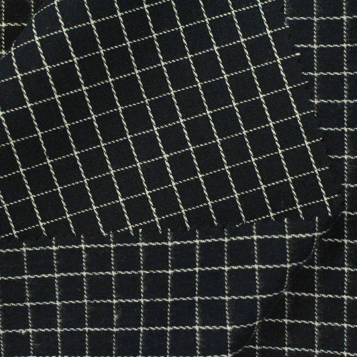 Black Grid Woven, Cotton-Poly
