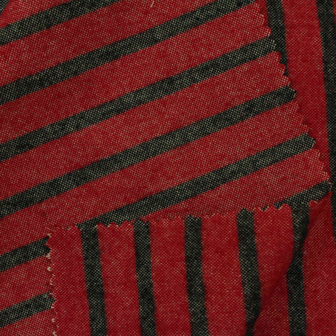 Striped 100% Cotton Woven Fabric, 145 cm — Red