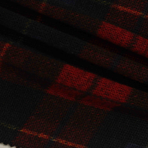Dark Red Plaid Chunky Knit, Polyester