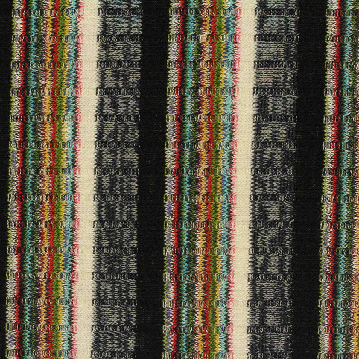 Black Vertical-Stripe Rib Knit, Poly-Viscose, 210 gsm