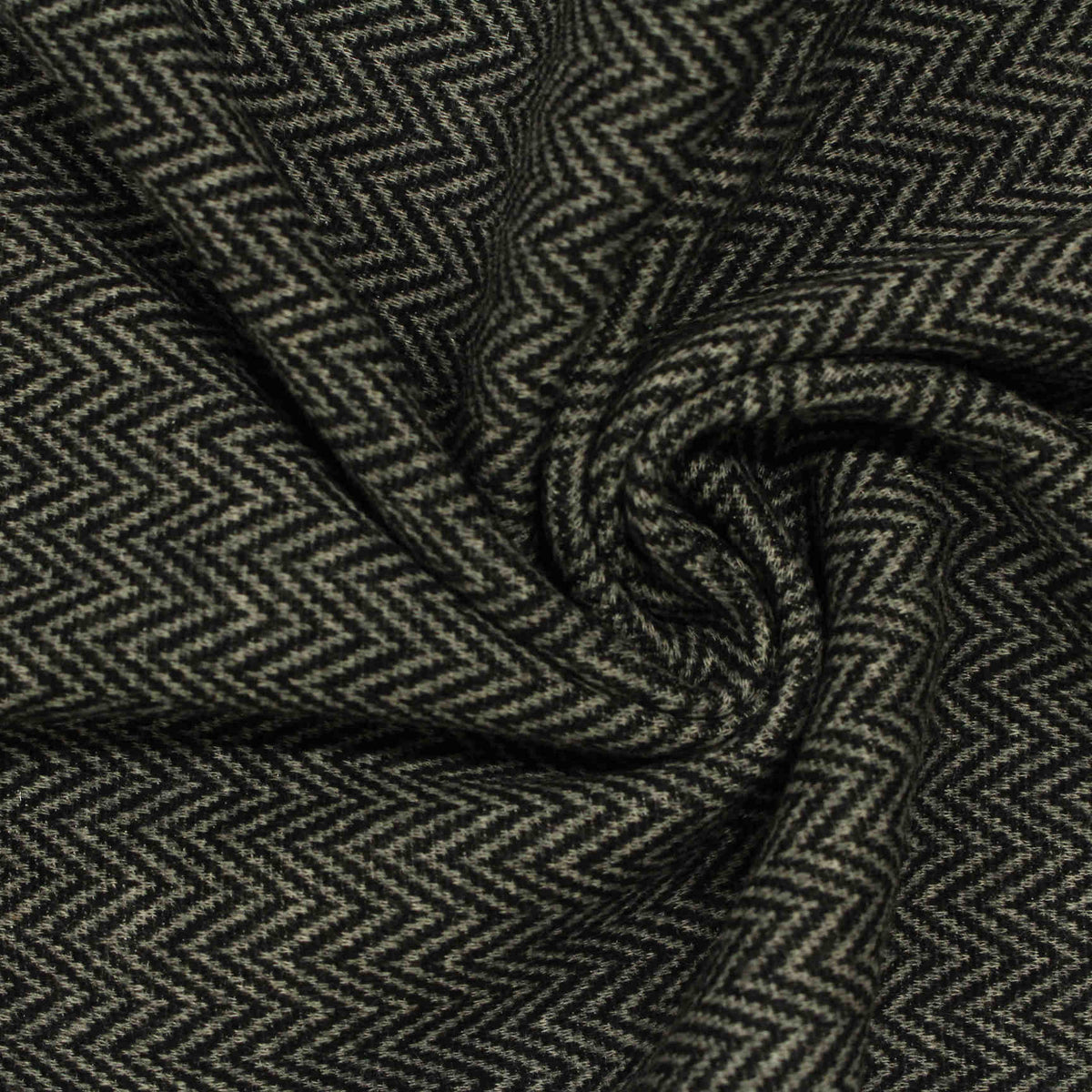 Black Herringbone Velvet, Poly-Cotton