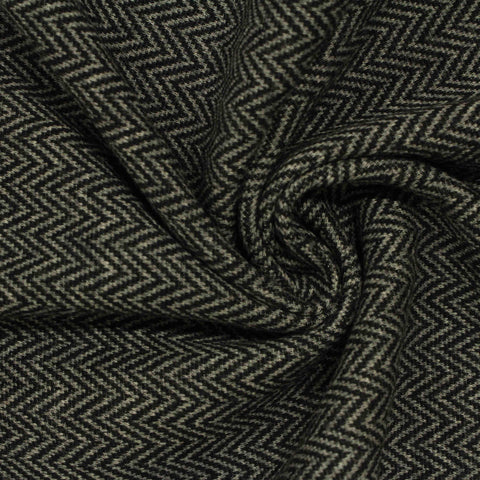 Black Herringbone Velvet, Poly-Cotton