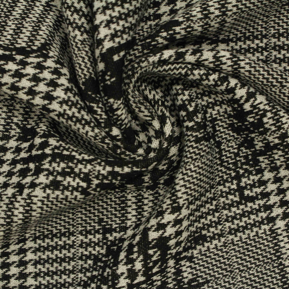 Black Houndstooth Jacquard, Polyester, 270 gsm, 166 cm