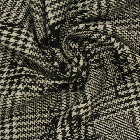 Black Houndstooth Jacquard, Polyester, 270 gsm, 166 cm